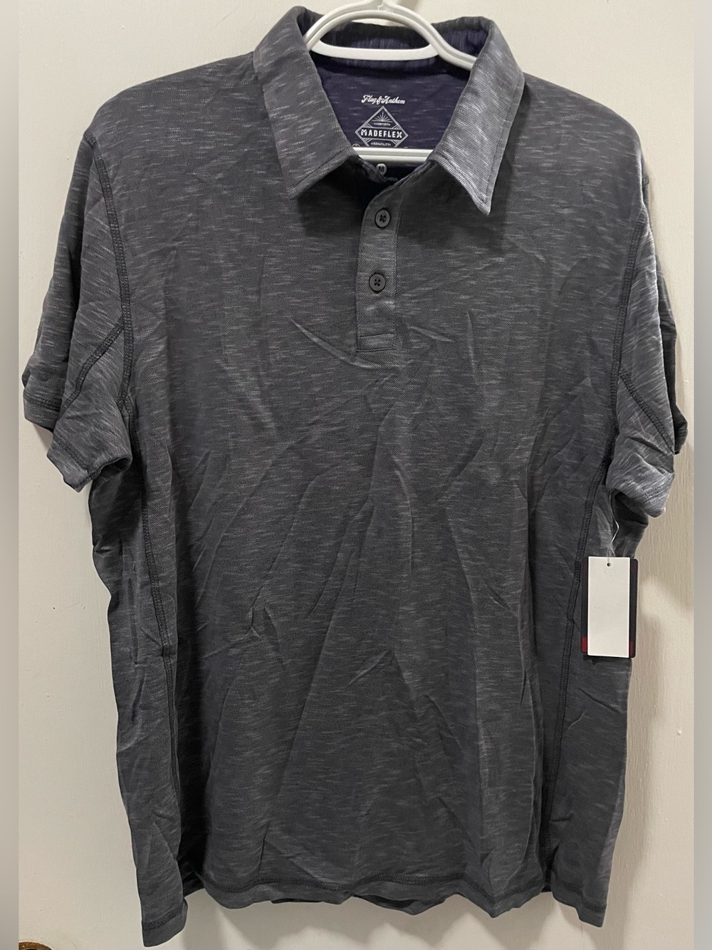 Flag & Anthem MadeFlex Men’s Grey Heather Short Sleeve Polo Shirt Size Medium M